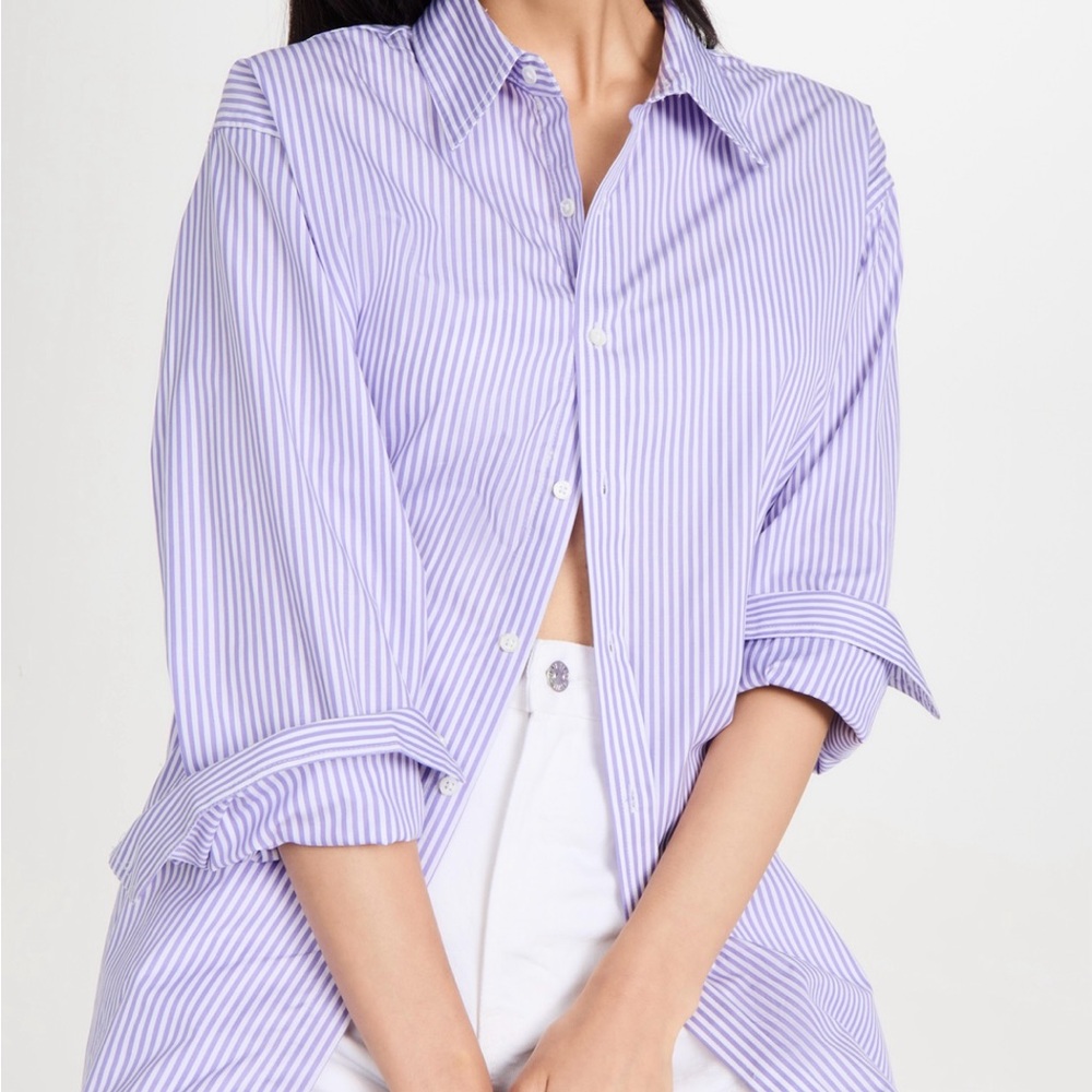 SPRWMN Purple Striped Oversized Button Down, Size Small, Like New